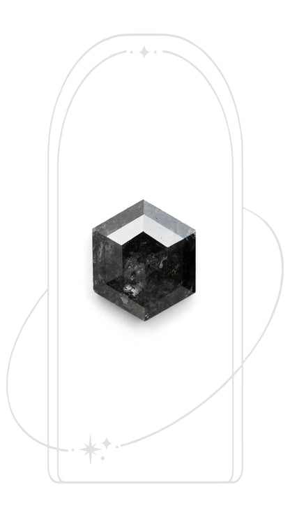 Hexagon Rose Cut Salt and Pepper Diamond