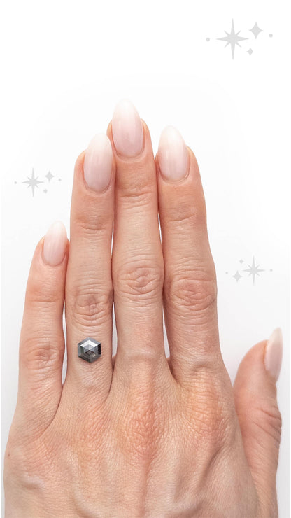 Hexagon Rose Cut Salt and Pepper Diamond