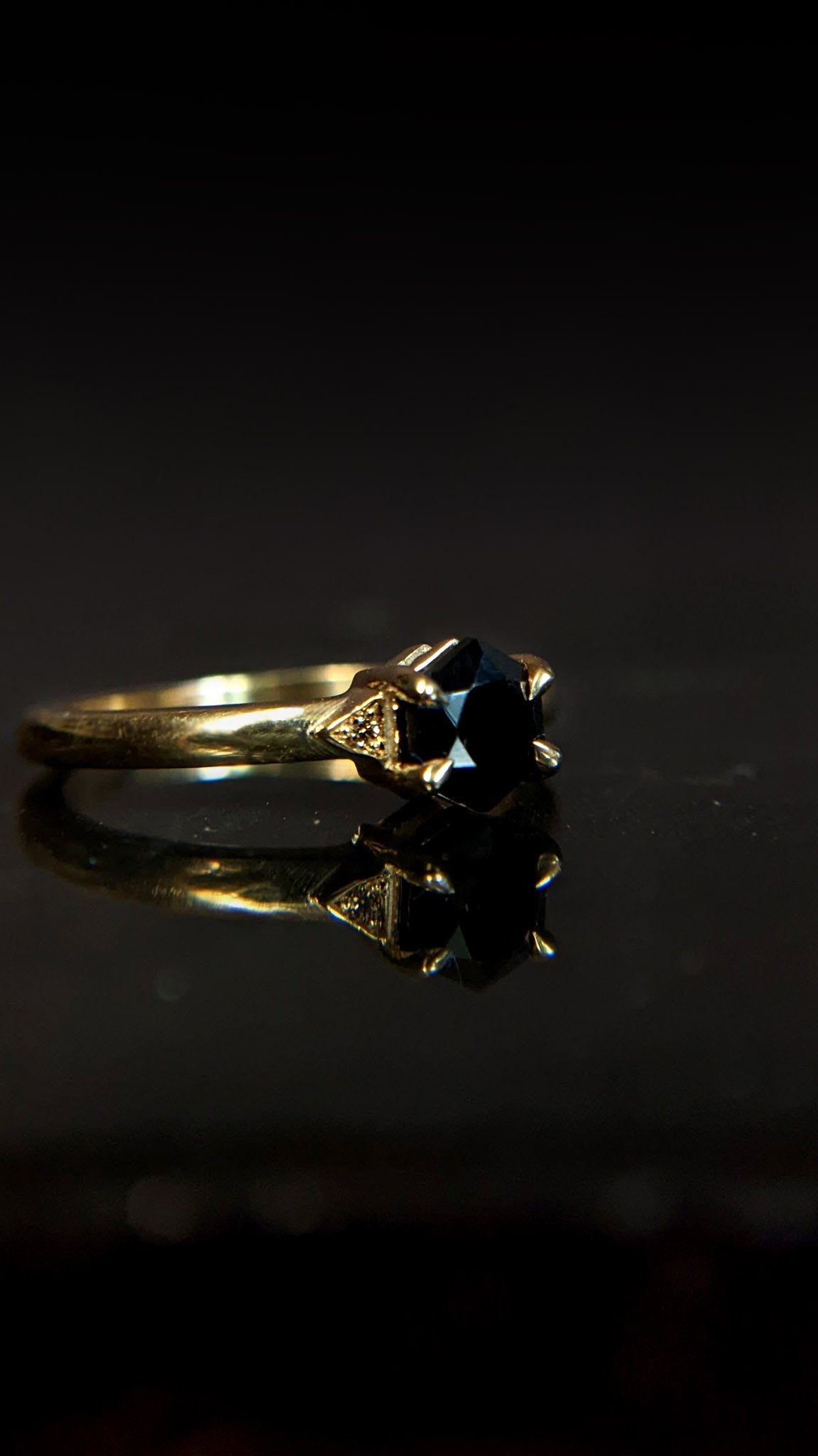 Luna Hex Spinel and Champagne Diamond Ring