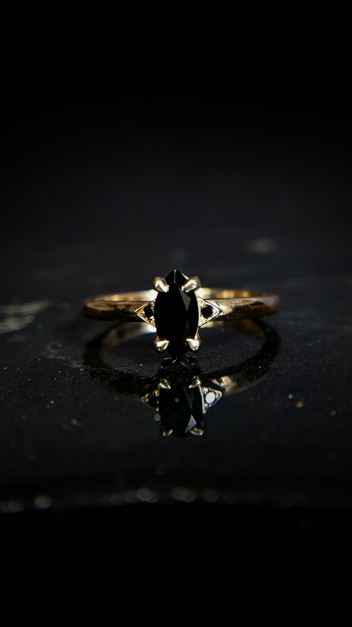 Luna Marquise Spinel and Black Diamond Ring