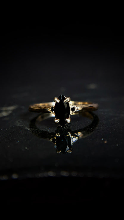 Luna Marquise Spinel and Black Diamond Ring