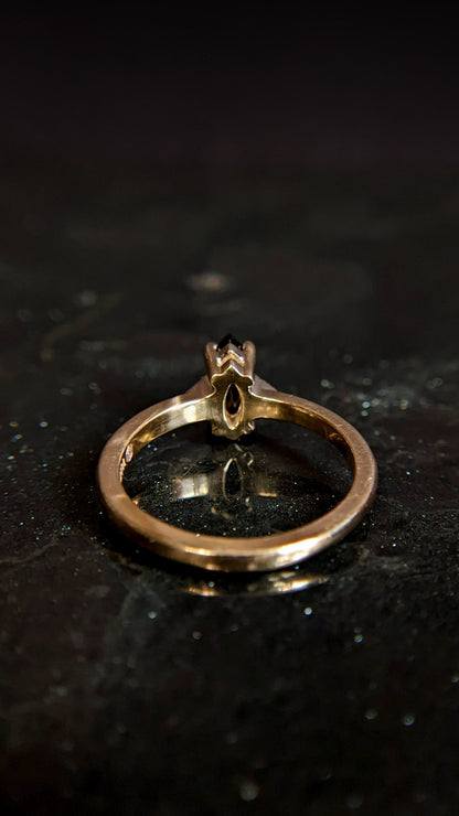 Luna Marquise Spinel and Black Diamond Ring