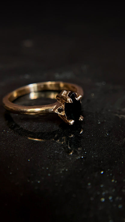 Luna Marquise Spinel and Black Diamond Ring