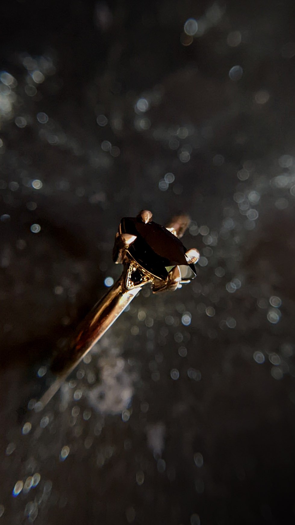 Luna Marquise Spinel and Black Diamond Ring