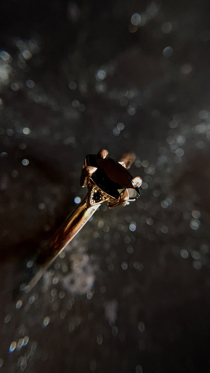 Luna Marquise Spinel and Black Diamond Ring