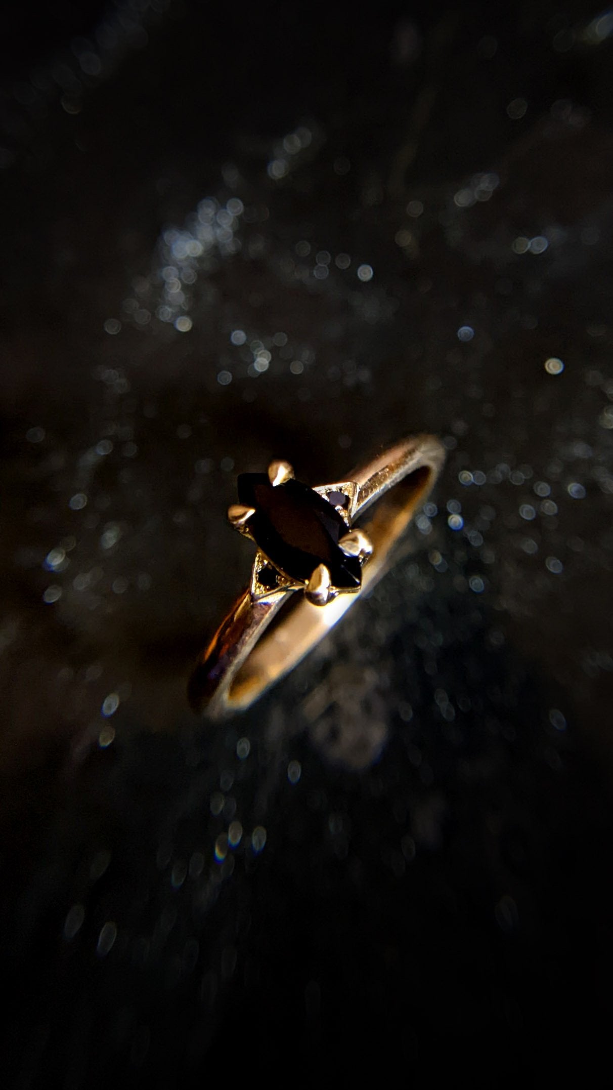 Luna Marquise Spinel and Black Diamond Ring