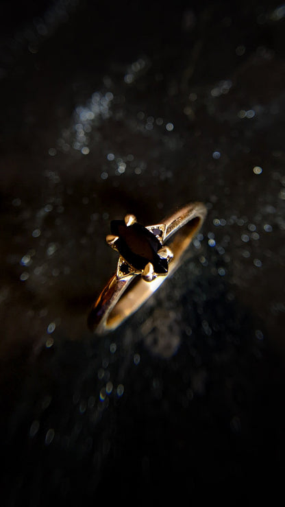 Luna Marquise Spinel and Black Diamond Ring
