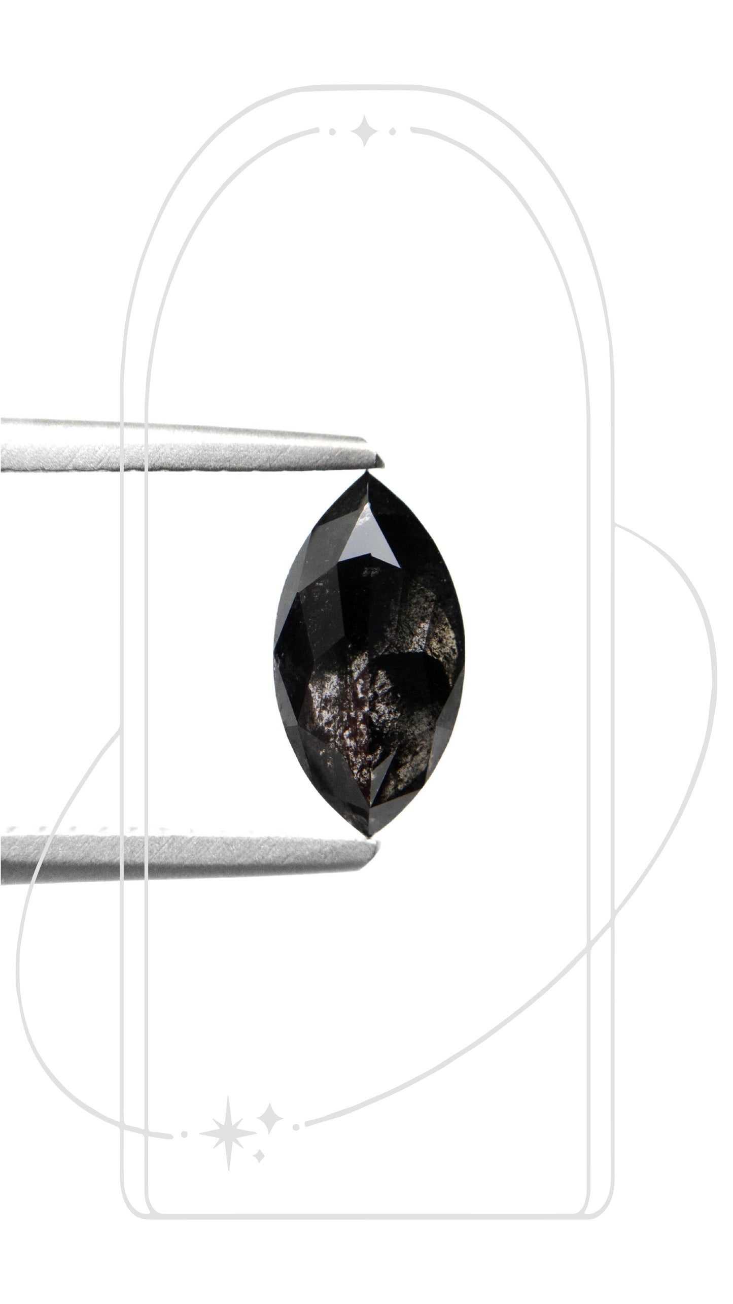 Marquise Double Cut Salt and Pepper Diamond