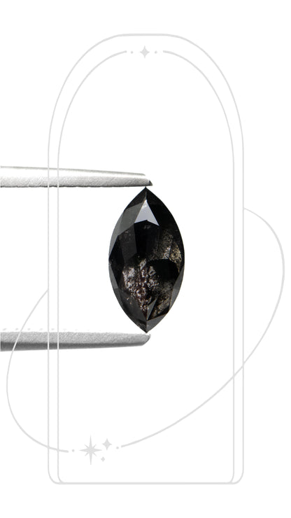 Marquise Double Cut Salt and Pepper Diamond