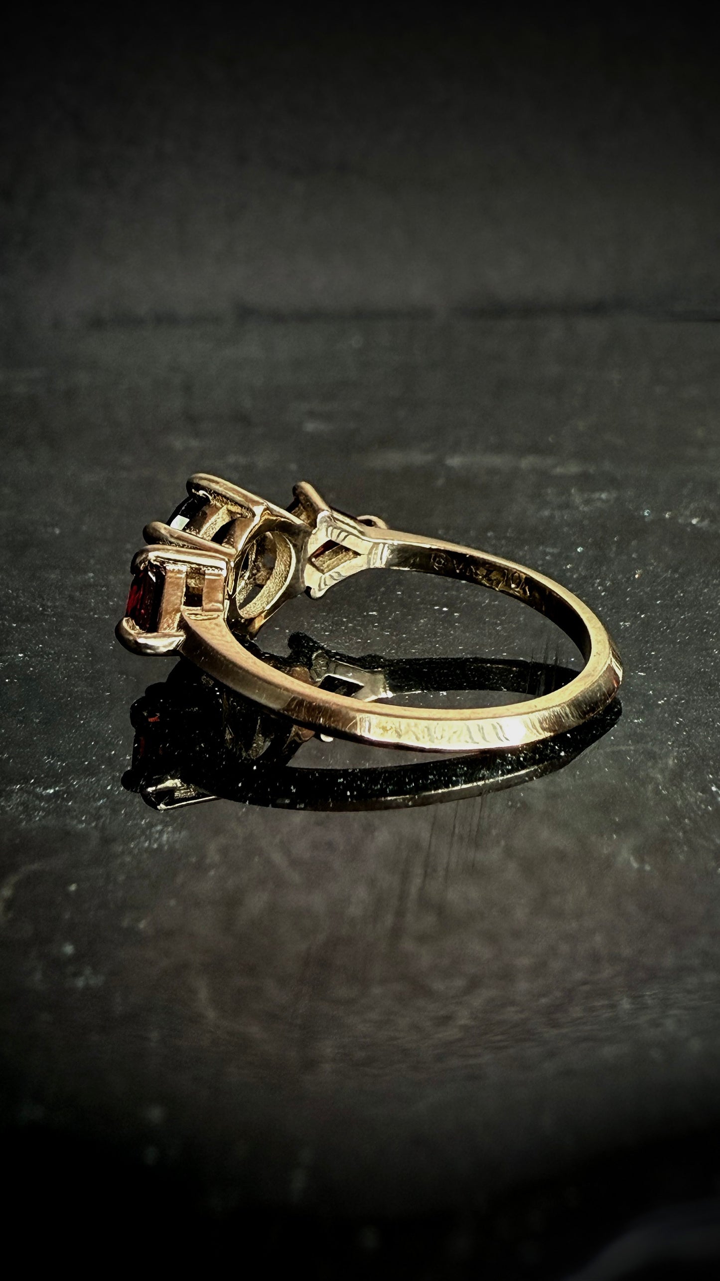 Marsali Black Spinel and Garnet Ring