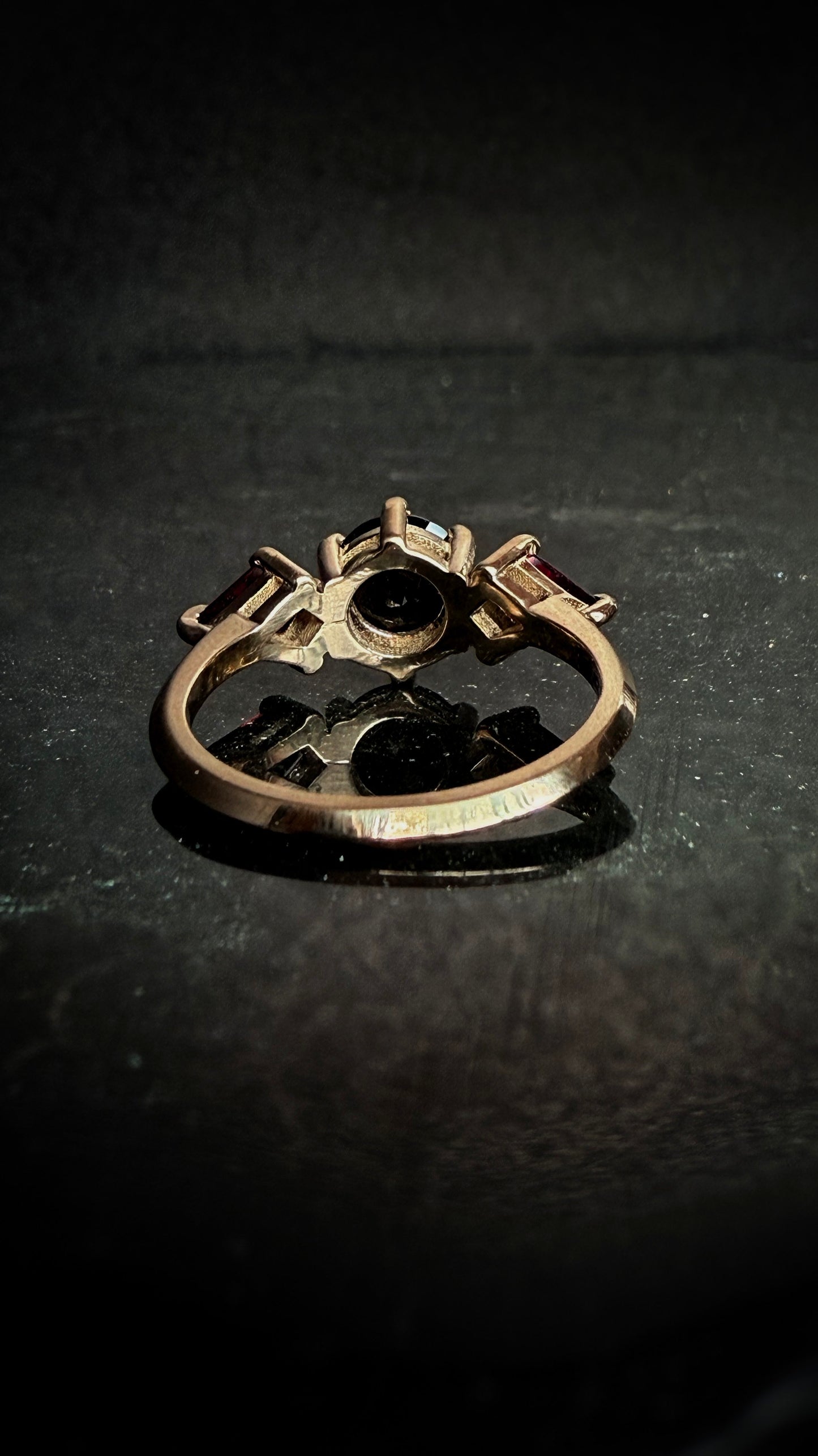 Marsali Black Spinel and Garnet Ring