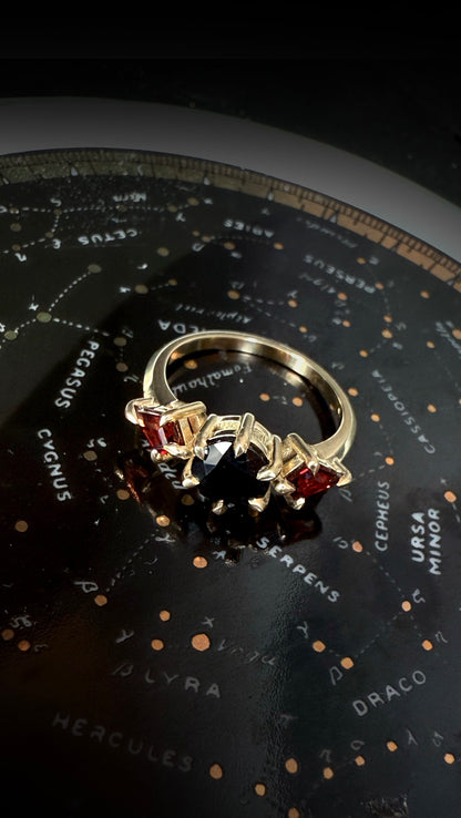 Marsali Black Spinel and Garnet Ring