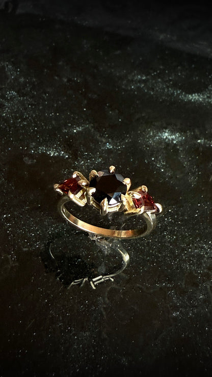 Marsali Black Spinel and Garnet Ring