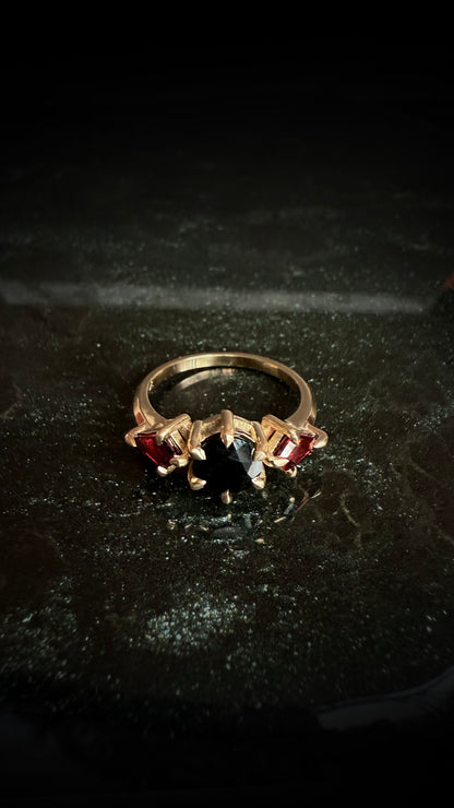Marsali Black Spinel and Garnet Ring