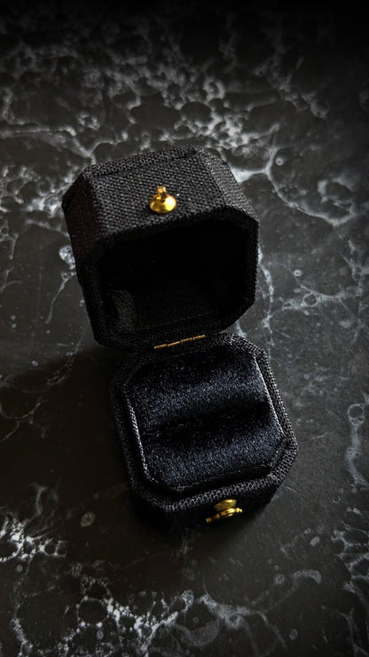 Mini Linen Ring Box - Black