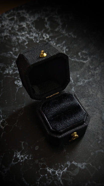 Mini Linen Ring Box - Black