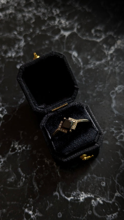 Mini Linen Ring Box - Black