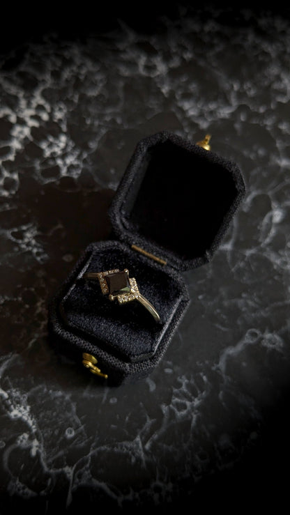 Mini Linen Ring Box - Black