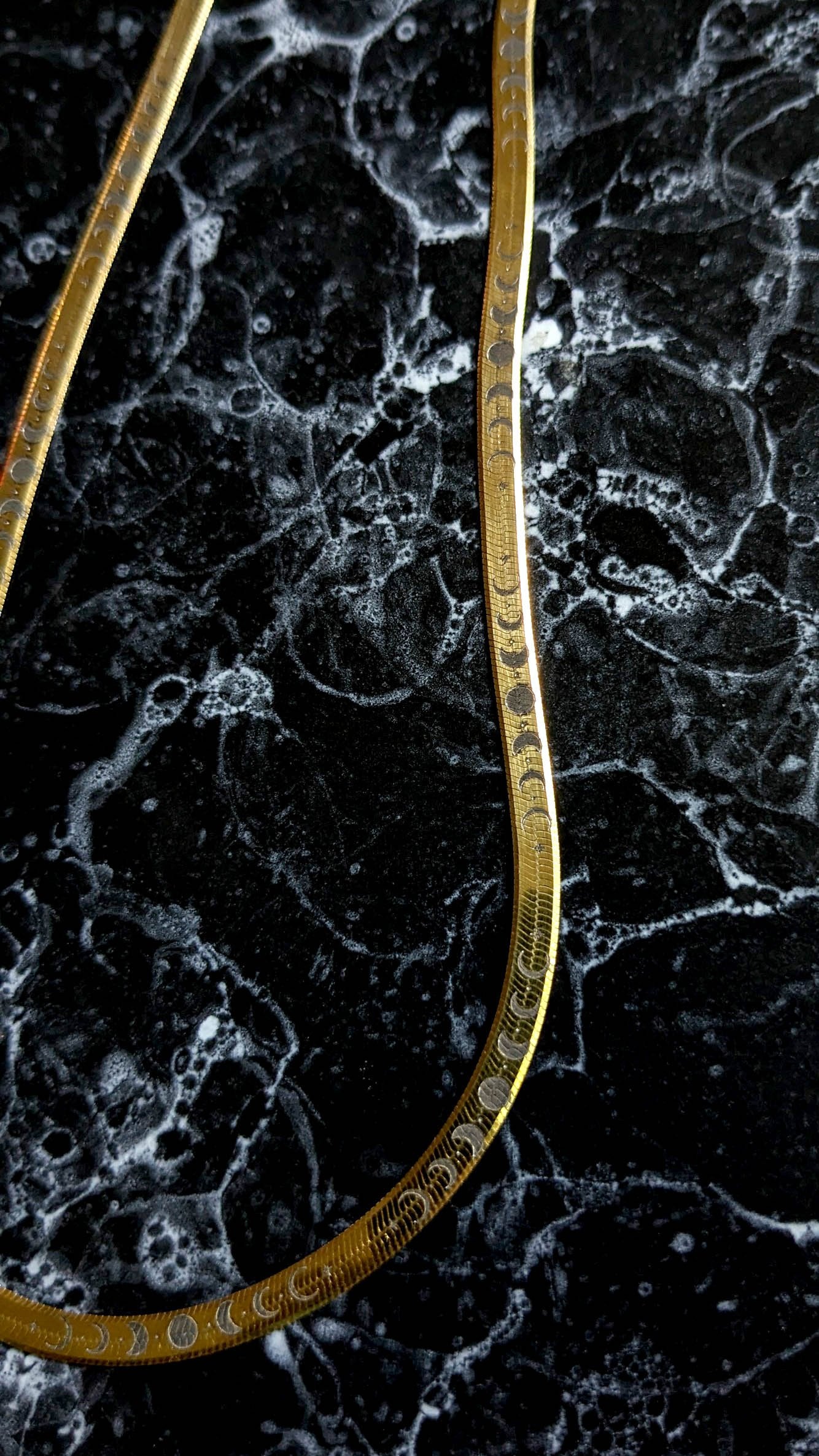 Moon Phase Herringbone Chain - Gold Plated