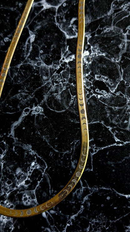 Moon Phase Herringbone Chain - Gold Plated