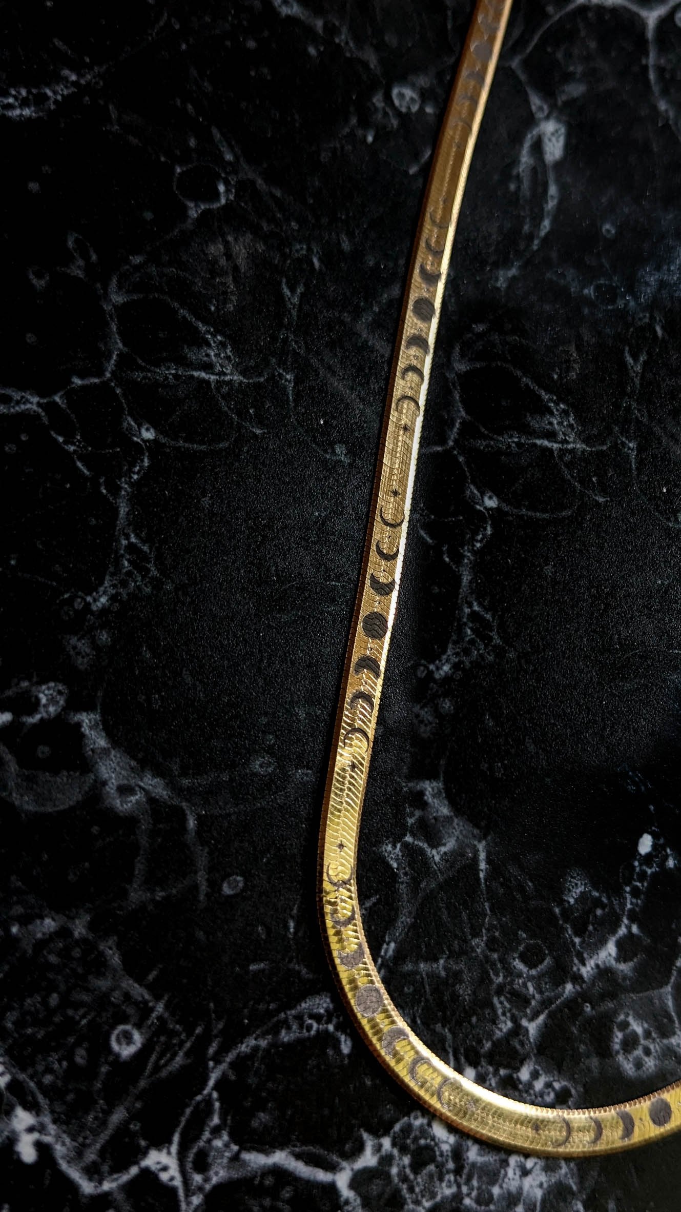 Moon Phase Herringbone Chain - Gold Plated