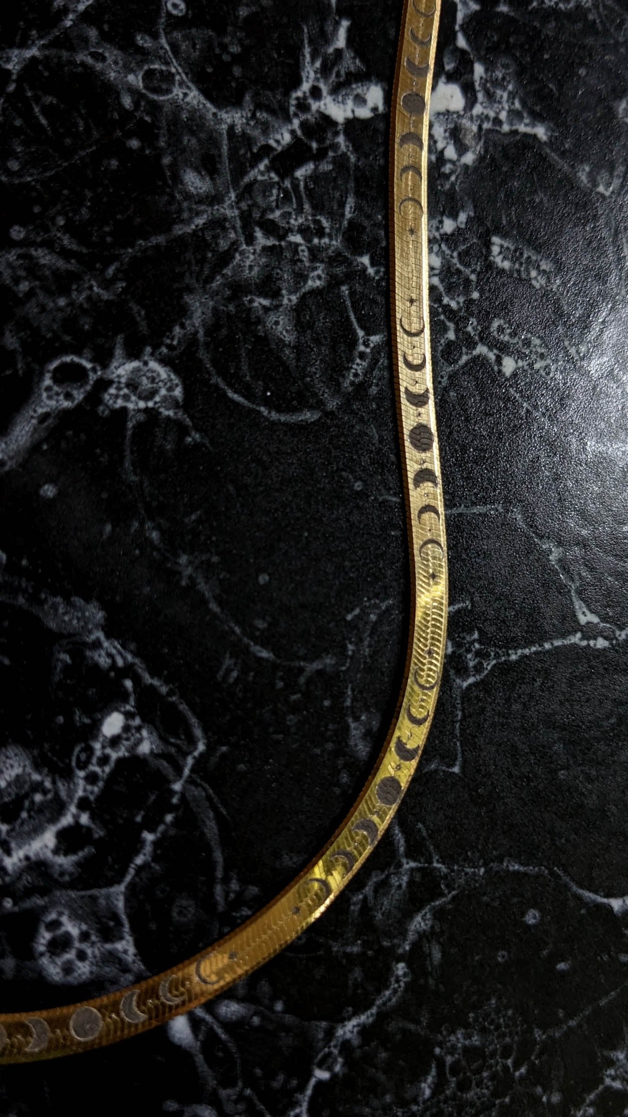 Moon Phase Herringbone Chain - Gold Plated