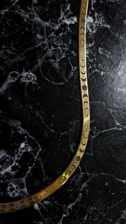 Moon Phase Herringbone Chain - Gold Plated
