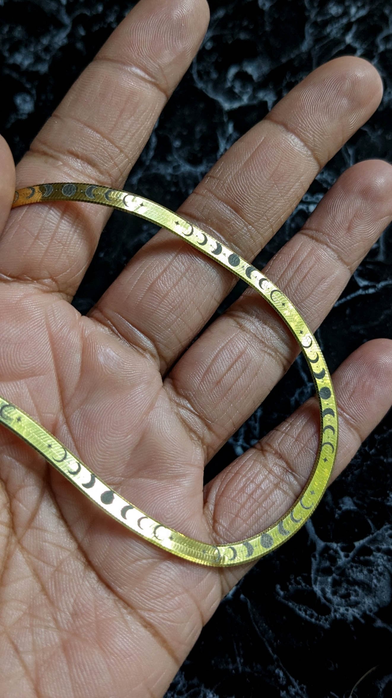 Moon Phase Herringbone Chain - Gold Plated