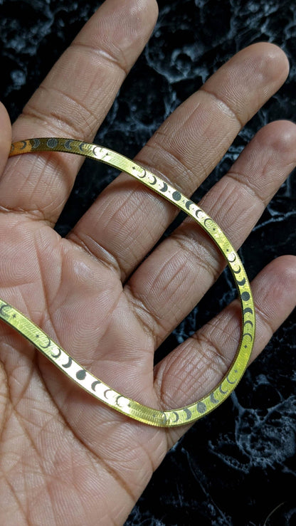 Moon Phase Herringbone Chain - Gold Plated