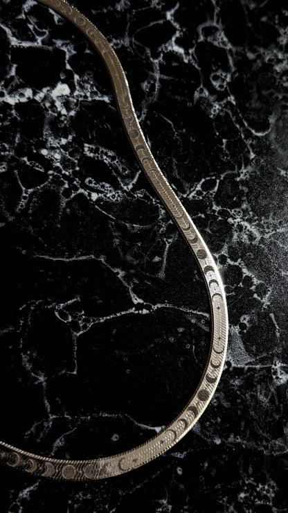Moon Phase Herringbone Chain - Silver