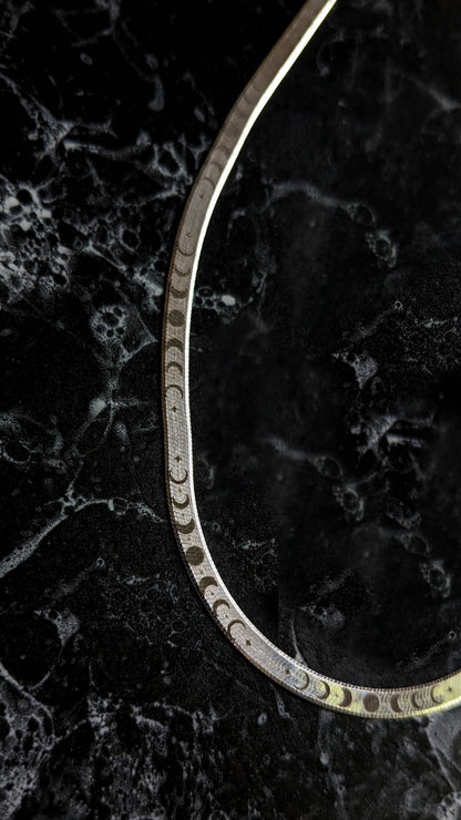 Moon Phase Herringbone Chain - Silver