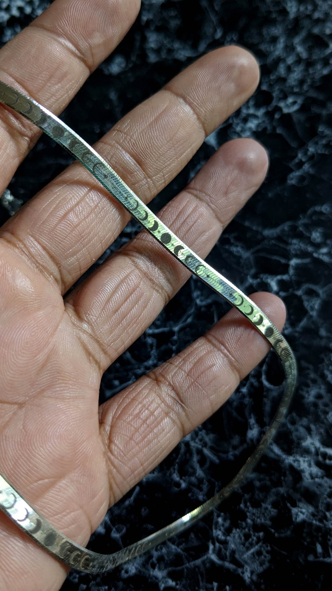 Moon Phase Herringbone Chain - Silver