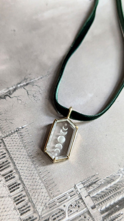 Moon Phase Intaglio Yellow Gold Pendant