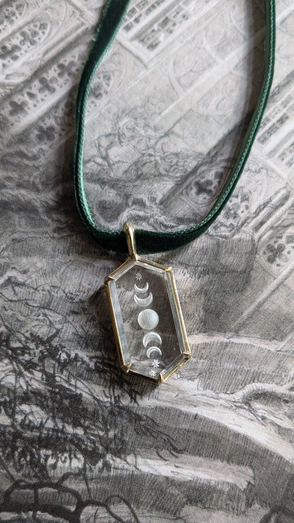Moon Phase Intaglio Yellow Gold Pendant