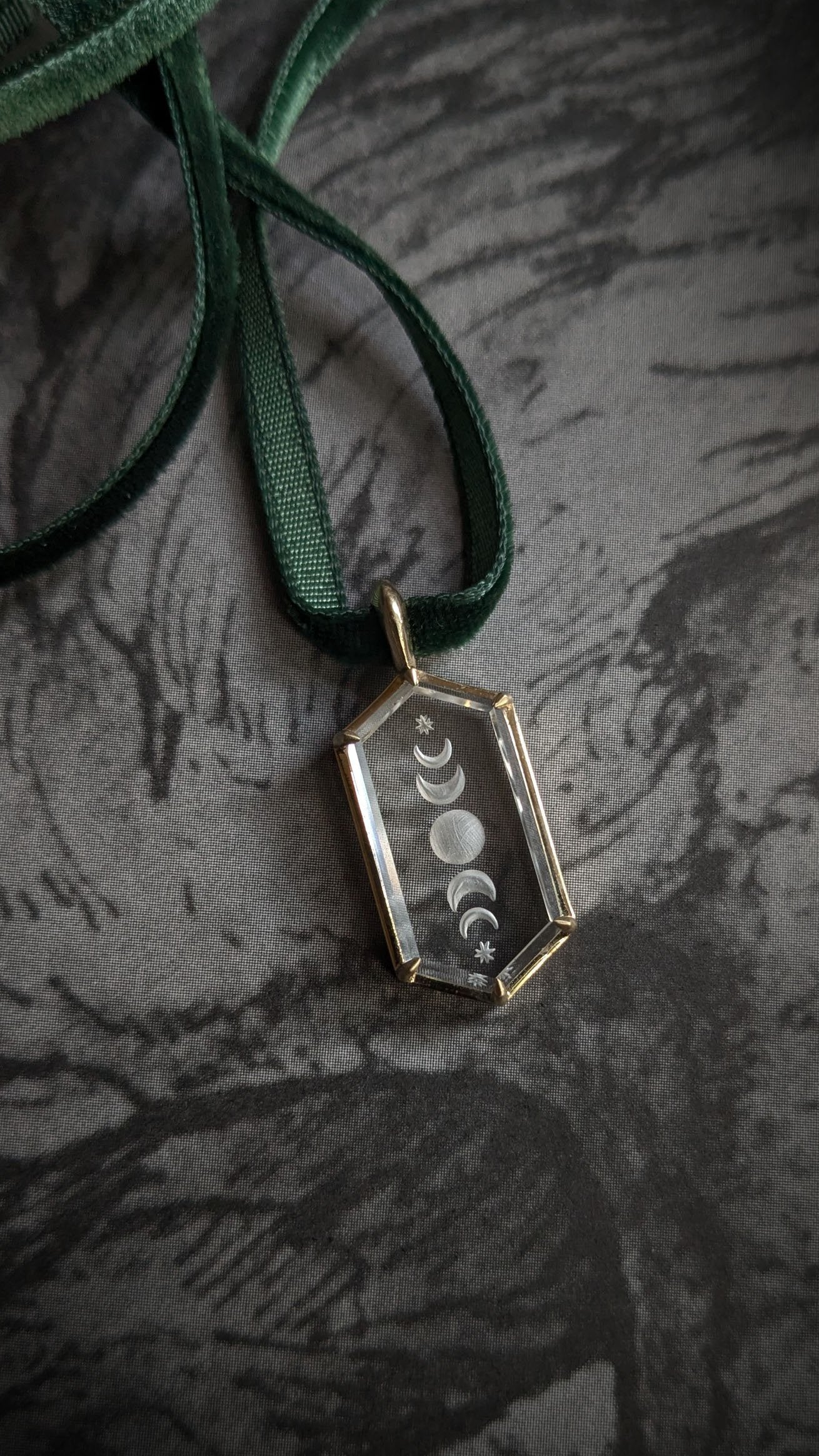 Moon Phase Intaglio Yellow Gold Pendant