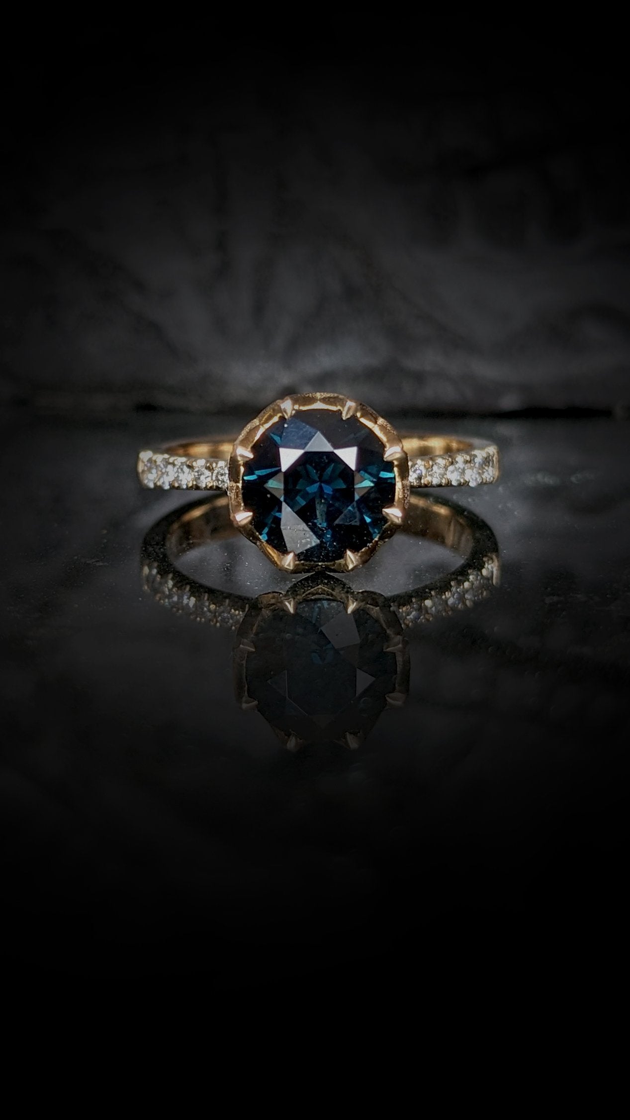 Octelyn Teal Sapphire & Diamond Ring