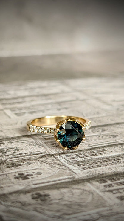 Octelyn Teal Sapphire & Diamond Ring