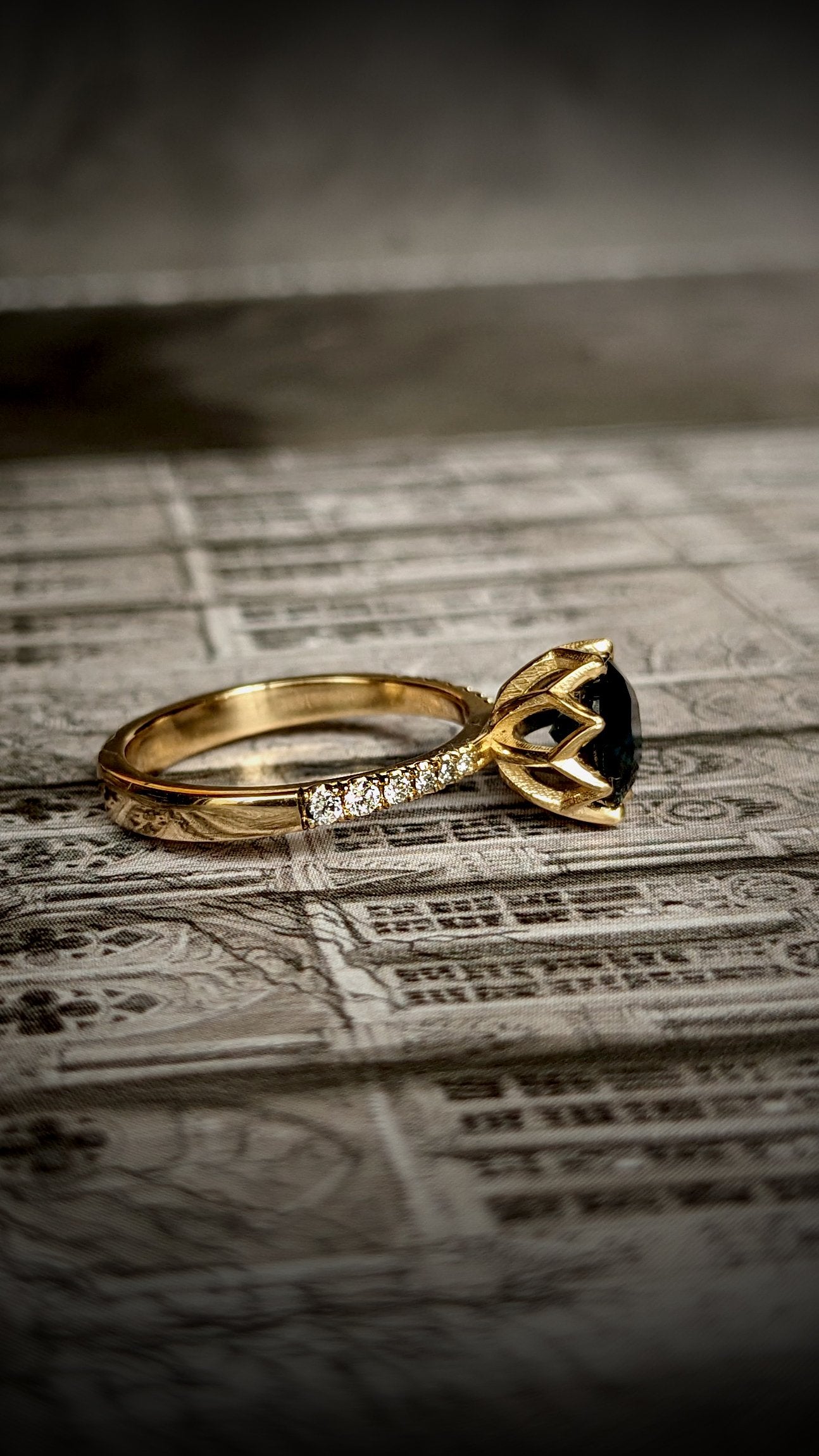 Octelyn Teal Sapphire & Diamond Ring