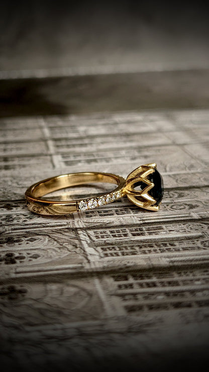 Octelyn Teal Sapphire & Diamond Ring