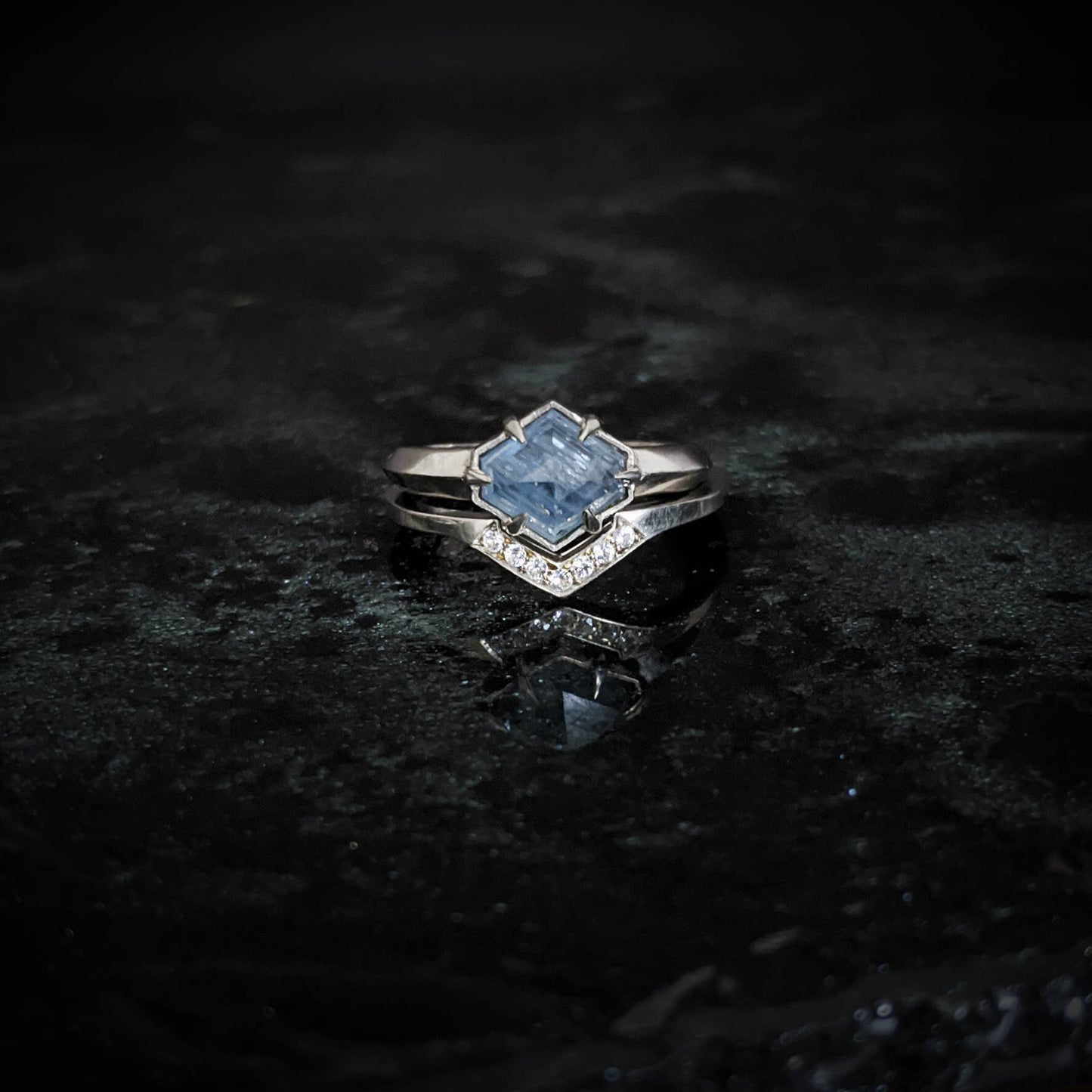 Olenna Elongated Blue Sapphire Hex