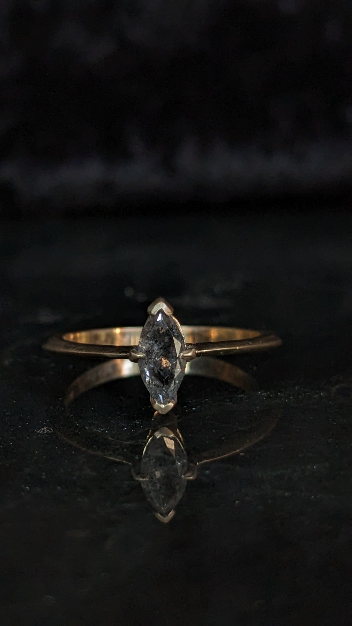 Olenna Salt and Pepper Diamond Marquise Solitaire