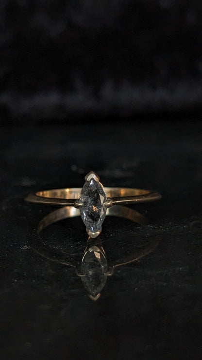 Olenna Salt and Pepper Diamond Marquise Solitaire