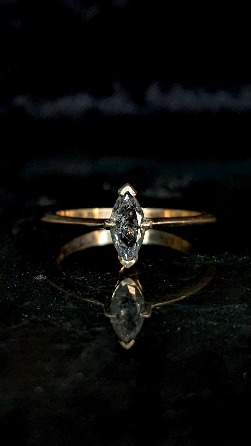 Olenna Salt and Pepper Diamond Marquise Solitaire
