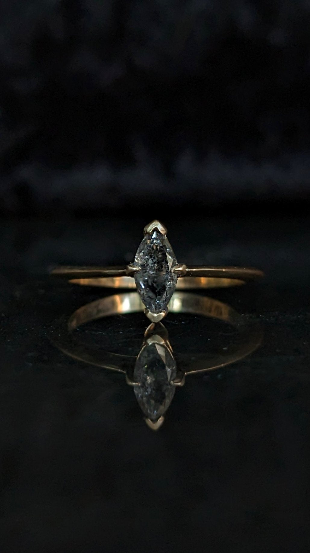 Olenna Salt and Pepper Diamond Marquise Solitaire
