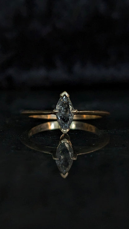 Olenna Salt and Pepper Diamond Marquise Solitaire