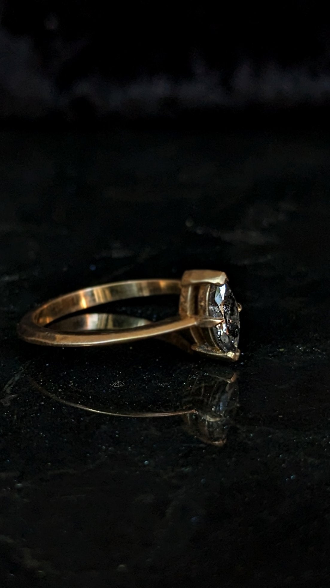 Olenna Salt and Pepper Diamond Marquise Solitaire