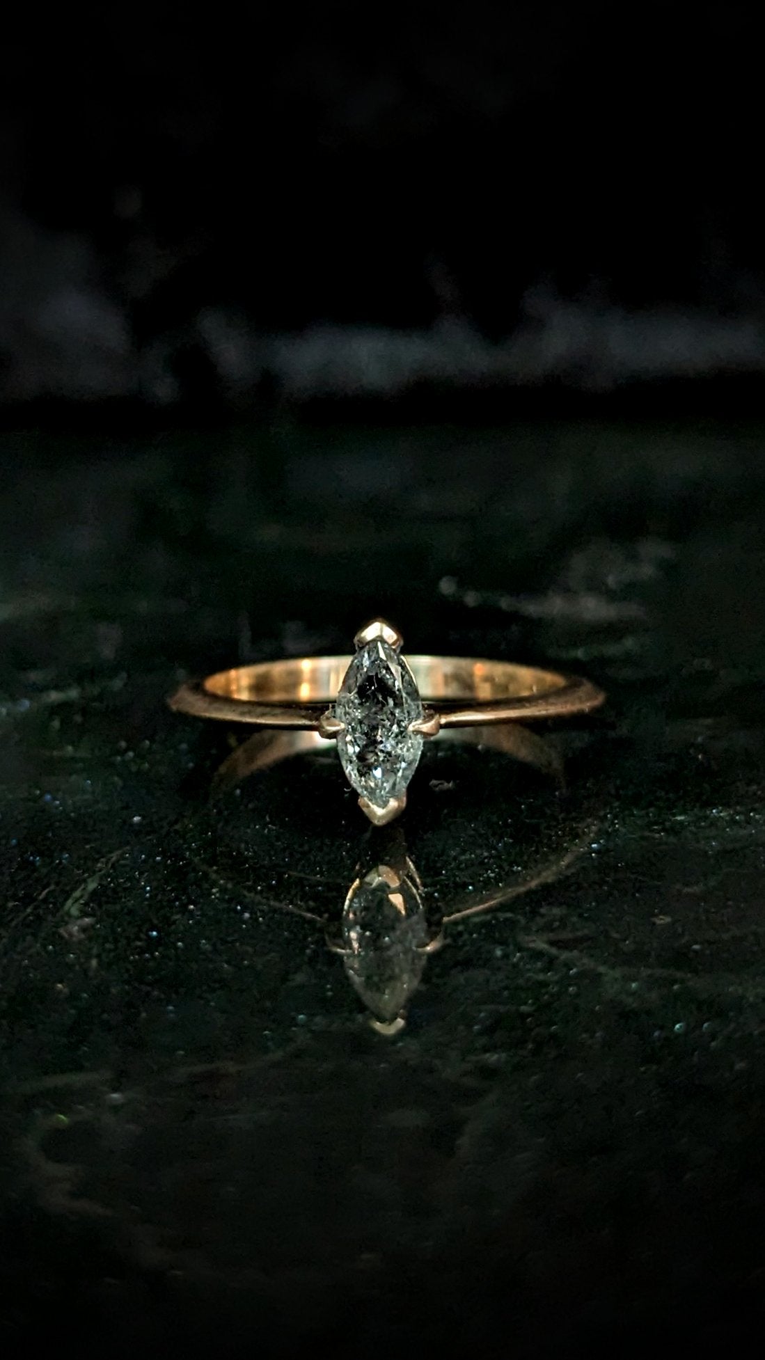 Olenna Salt and Pepper Diamond Marquise Solitaire
