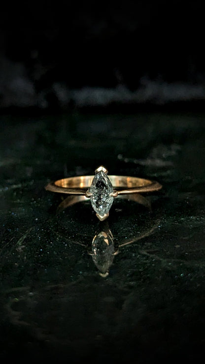 Olenna Salt and Pepper Diamond Marquise Solitaire
