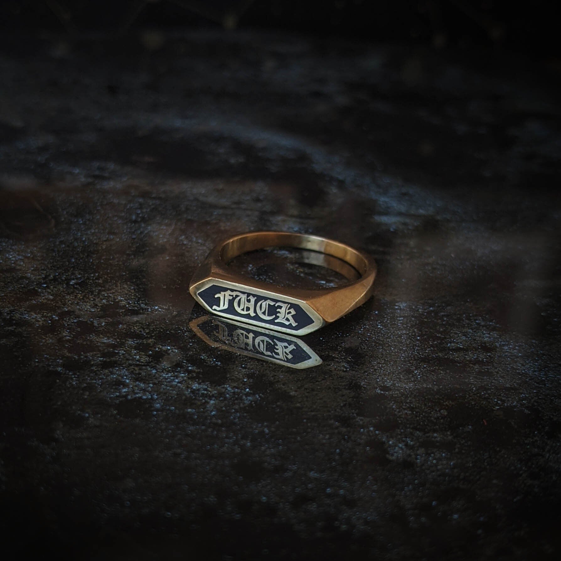 Text Signet - Brass Hex