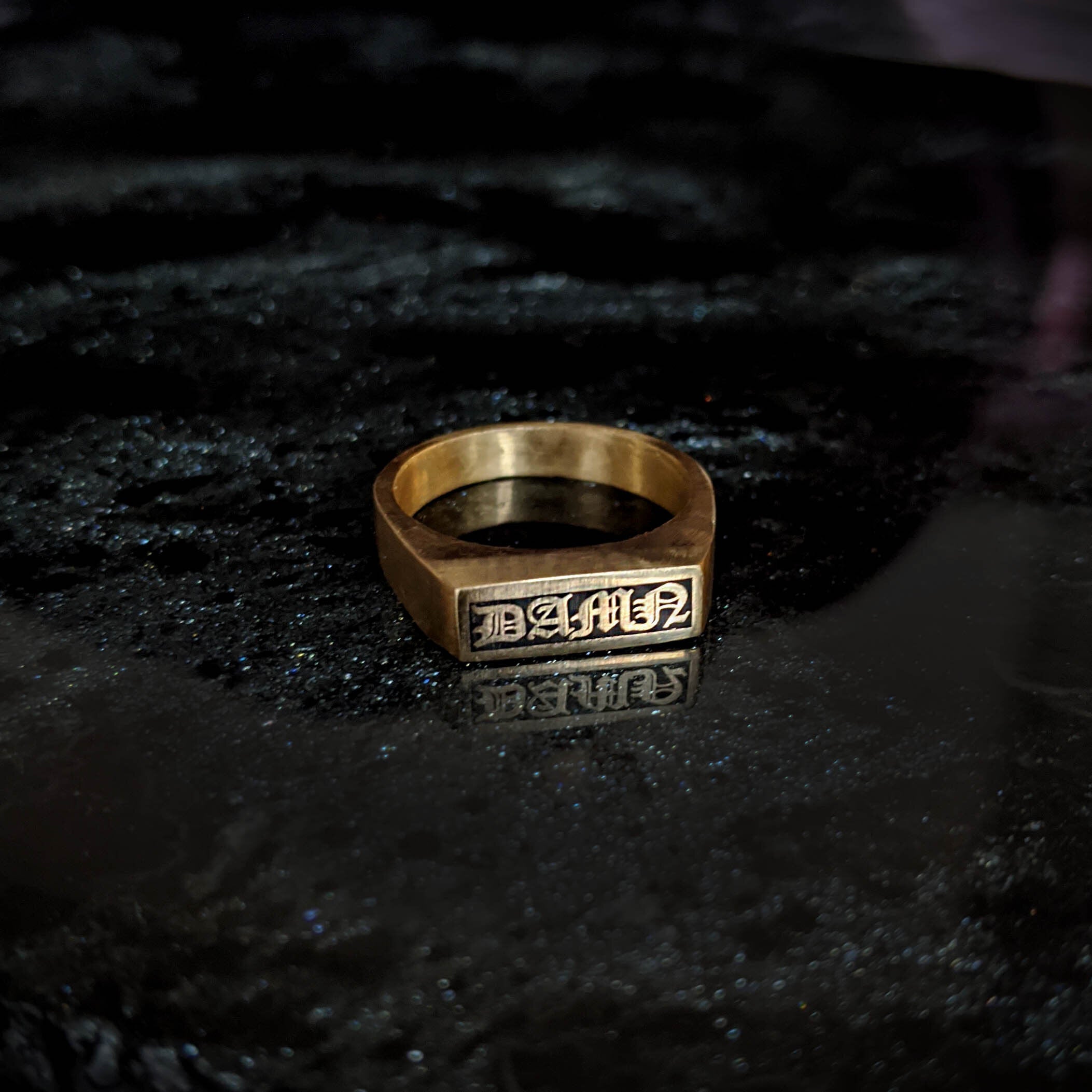 DAMN Brass Text Signet